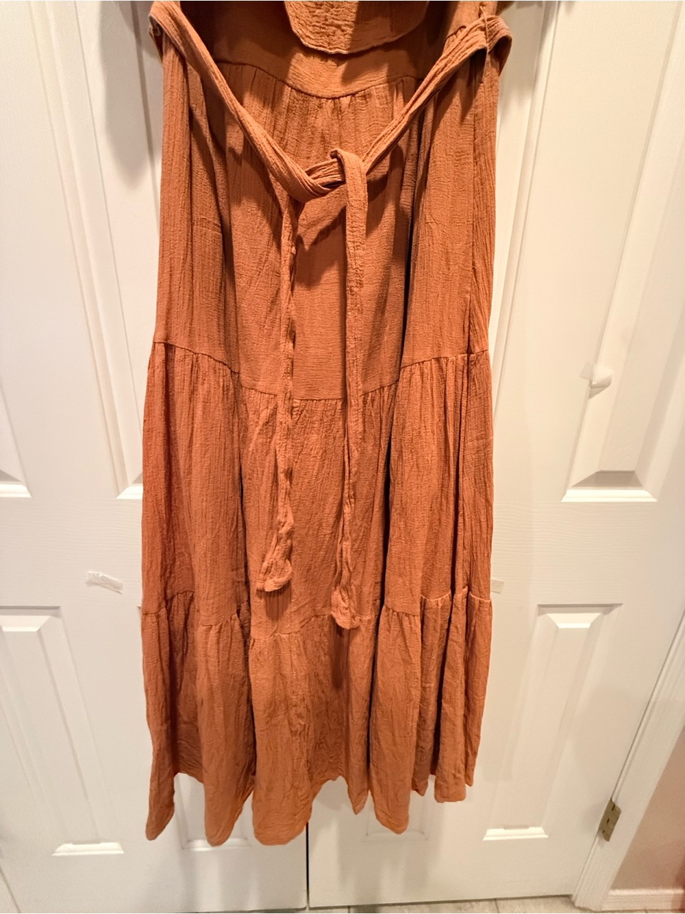 Carly Jean Los Angeles Rust Tiered Maxi Dress with Tie Waist - Picture 6 of 8